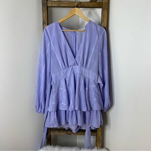 Saints + Secrets Lavender Long Sleeve Tiered Romper Size L